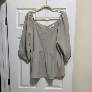 Andree Light Gray Button-Down Blouse
